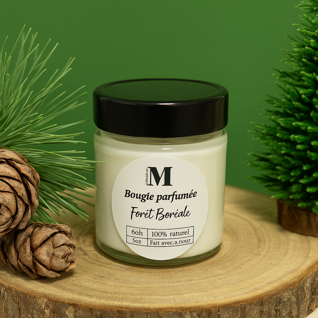 Bougie parfumée en cire de soya Forêt boréale 9oz