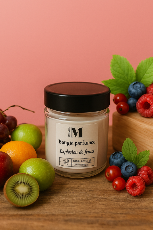 Bougie parfumée "Explosion de fruits" – 212 g / 40h de combustion
