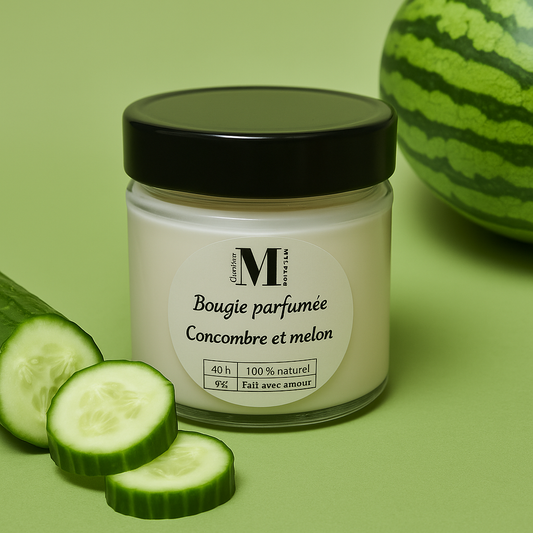 Bougie parfumée Melon Concombre à base de cire de soya 9oz