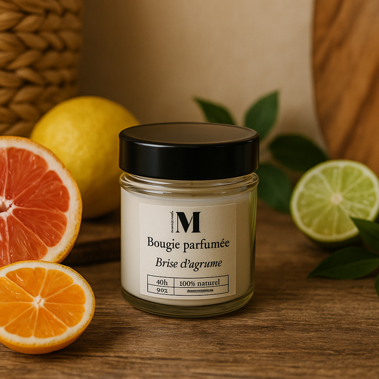 Bougie parfumée en cire de soya  Brise d'agrumes 9oz