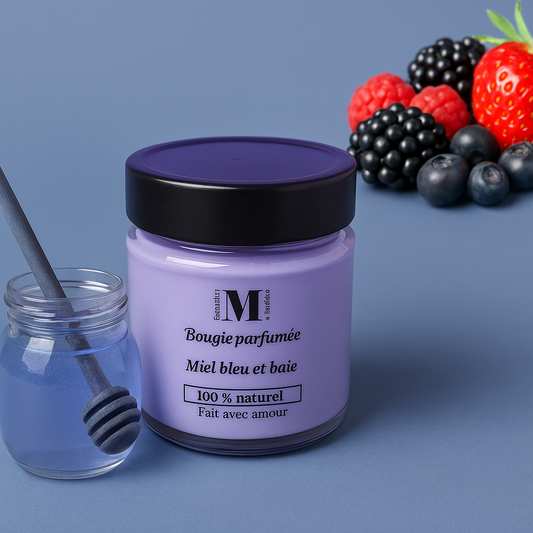 Bougie parfumée en cire de soya Miel bleu et baie 9oz
