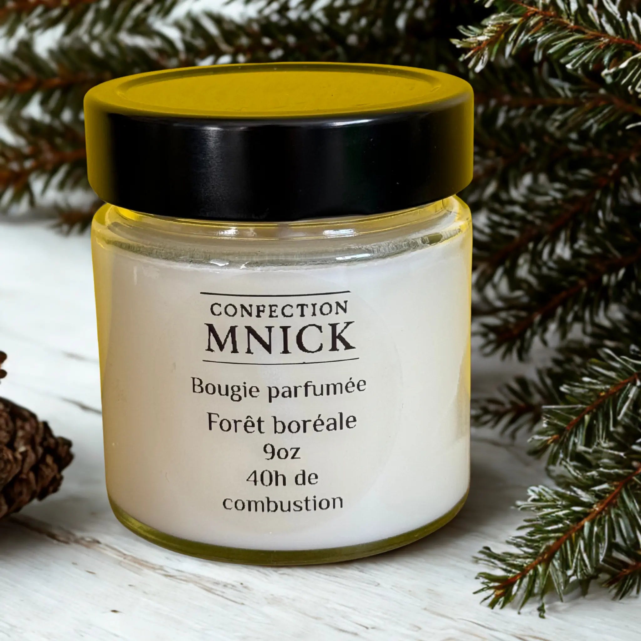 Bougie parfumée en cire de soya Forêt boréale 9oz