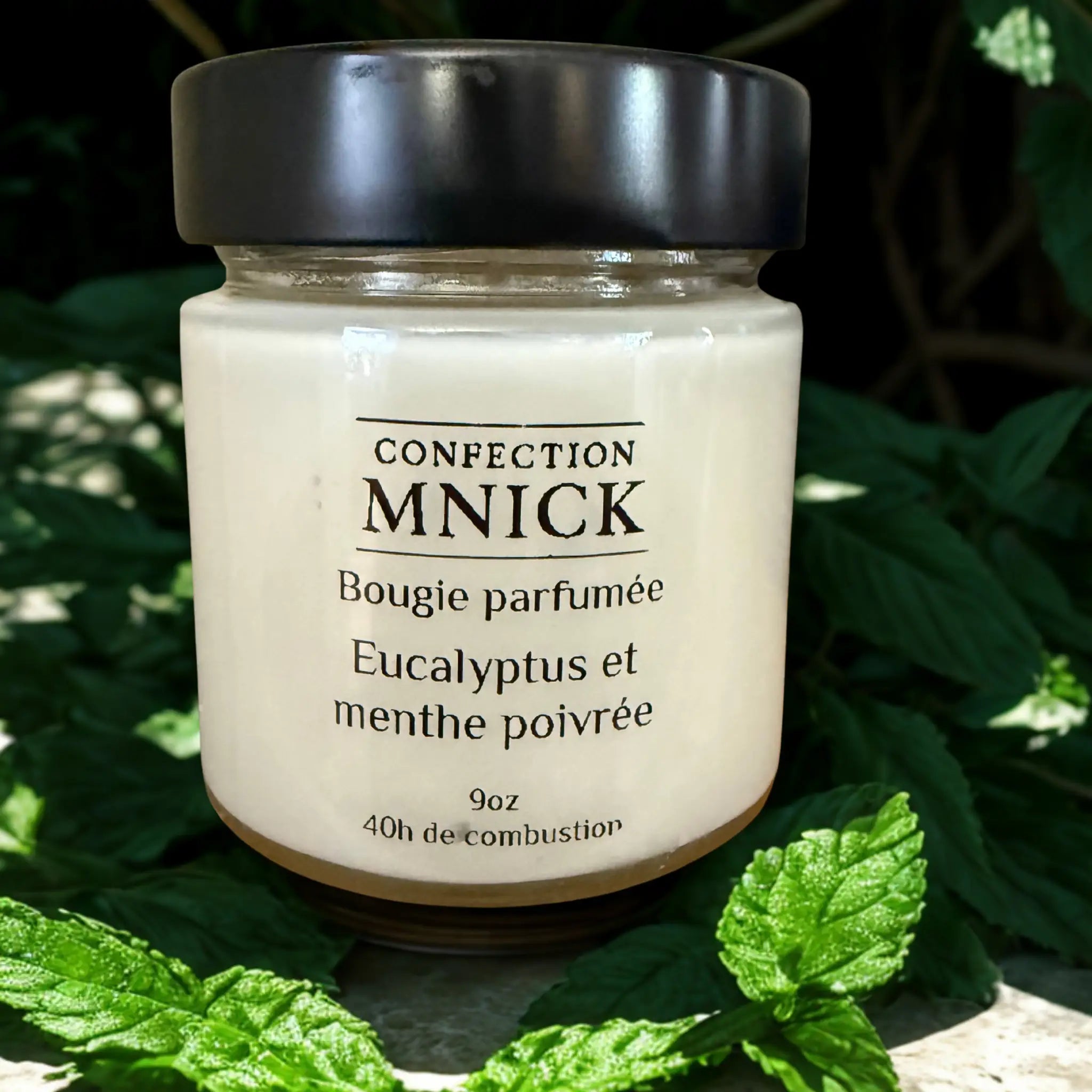 Bougie parfumée en cire de soya Eucalyptus et menthe poivrée 9oz